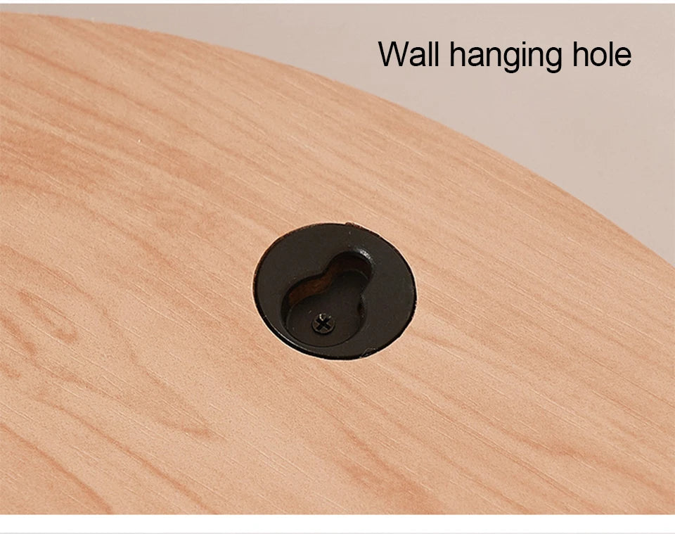 LED Digital Wall Clock Wooden Large Round Screen Automatic Brightness Adjustment 12/24H Hanging Clock Home Living Room Decor