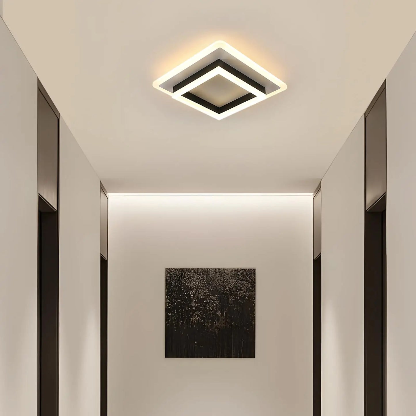 LED Ceiling Light, 30W 3500LM Modern LED Ceiling Light Fixture, Square Black Ceiling Lamp for Bedroom Living Room Kitchen Hallwa