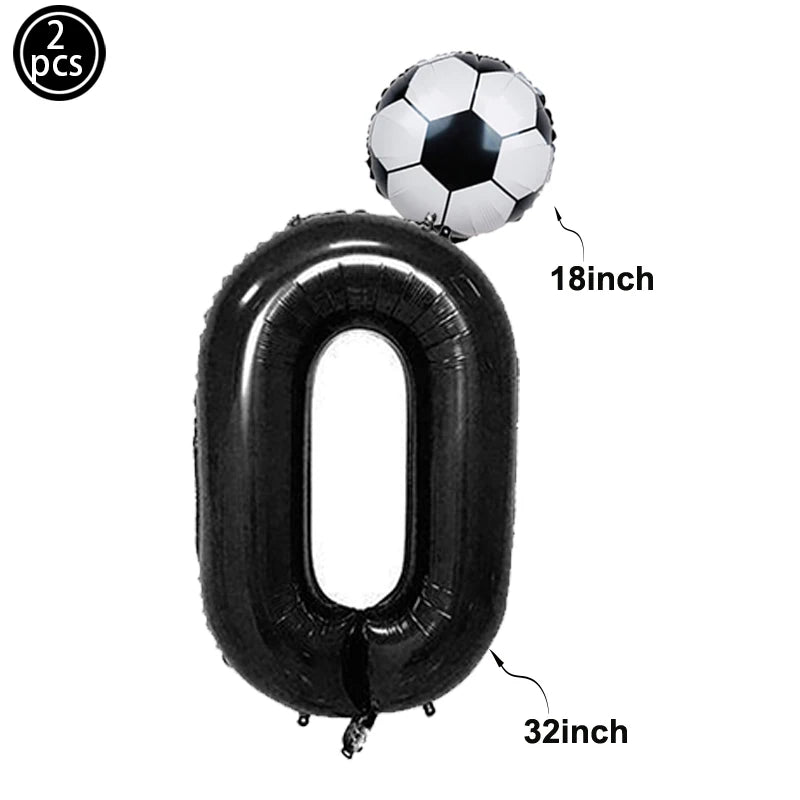 Fußball-Zahlen-Ballons 2025: Grün 32" Foil-Set - Sports Party Collection