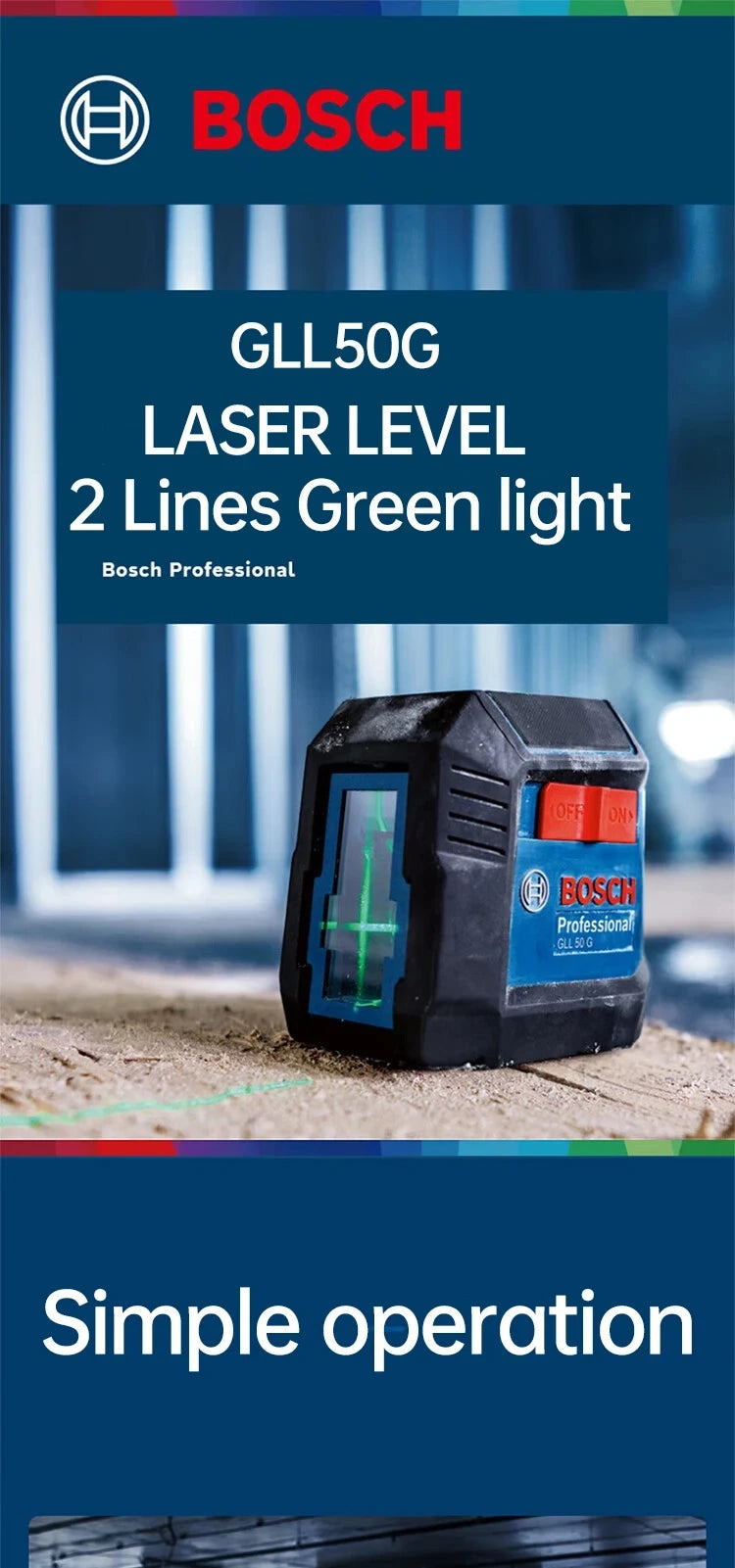 Bosch Level High-precision Strong Light Thin Line GLL50GCross-line Laser Automatic Leveling