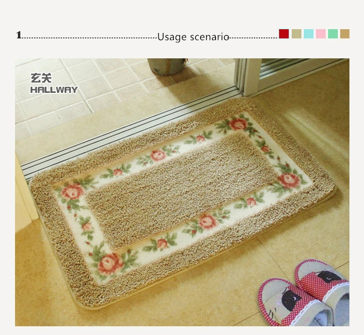 Pastoral Style Bedroom Carpet Bedside Mat Rectangle Floor Mat Water Absorbent Bathroom Mat Non Slip Doormat Kitchen Rug