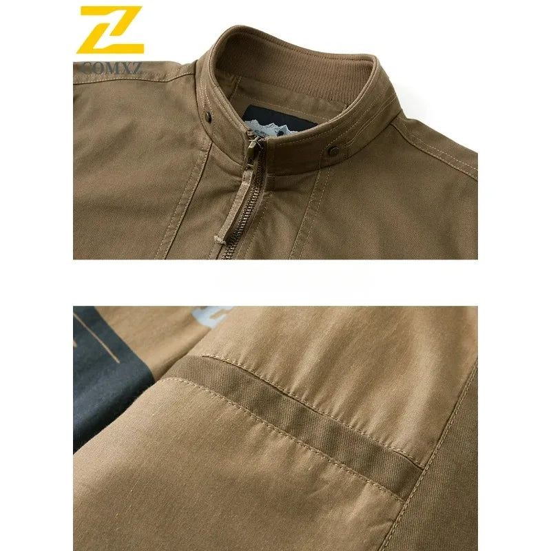 Fujian Safari Baumwolljacke Mehrere Taschen - Stehkragen