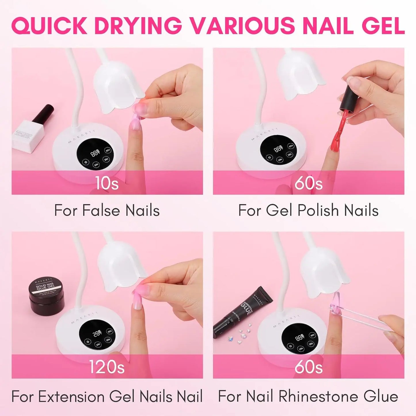 Lampă UV LED Makartt pentru unghii, reîncărcabilă, mini lumină UV pentru unghii cu gel, lampă UV cu gât de lebădă, 10W, Equitment Manichiură