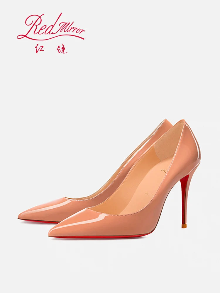 Women's elegant high heel shoes Luxury Brand Black Women heels shoes woman 2025 trend Red Shiny Bottoms Pointed Toe Sexy Pumps