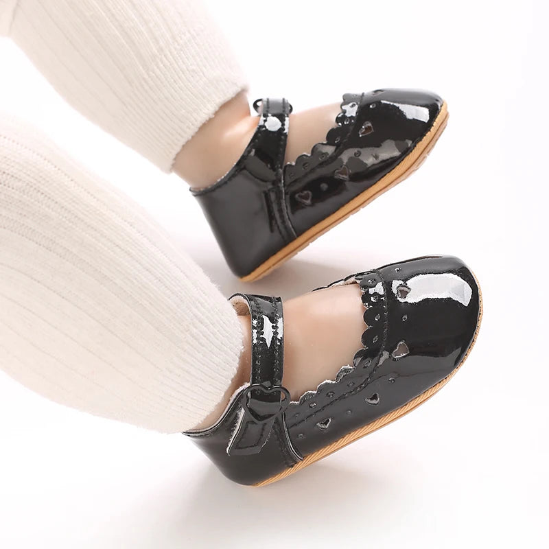 Einfarbige Baby Mädchen Mary Jane Schuhe 2025 - Weiche Gummisohle Anti-Rutsch - Frühling Herbst Prinzessin Schuhe 0-18M
