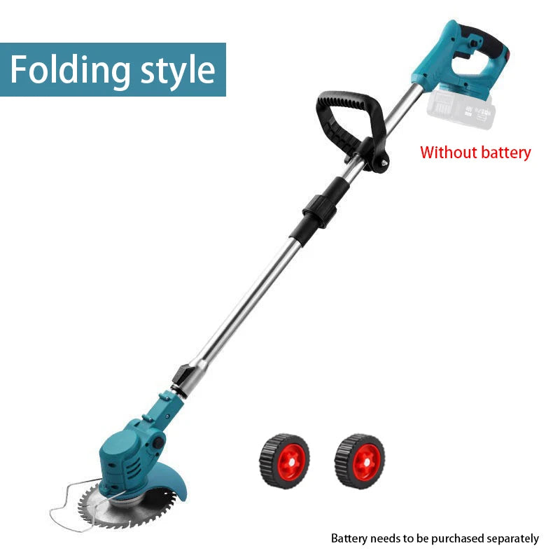 Small Household Cordless Lawn Mower Rechargeable Lawn Mowing Machine Electric Trimmer Garden Tools for Makita (Without battery)