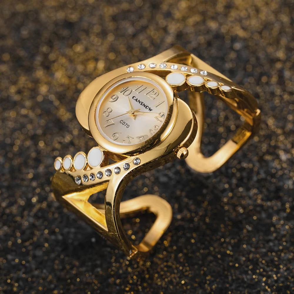 Damen-Uhr 2025: Luxury Women's Bangle Wrist Watch Ladies Elegant Quartz Watch - Female Rhinestone Fashion Clock Girls Bracelet Watch Saati Relojes Collection
