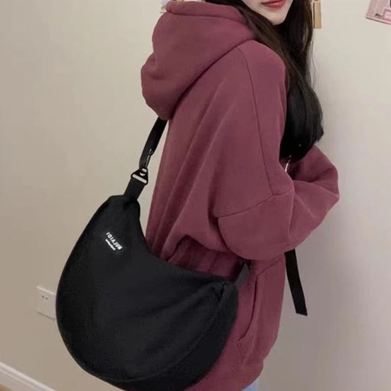 Casual Canvas Crossbody Bag for Women Designer Black/White/Red Shoulder Bags Large Capacity Tote Men Travel Shopping Bag 2025
