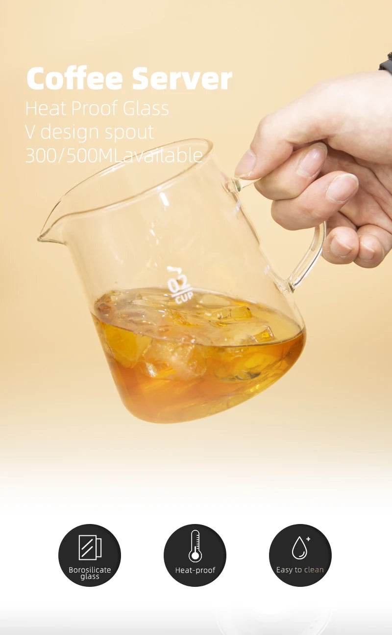 Glass Pour Over Coffee Server with Dot Scale Brewed Coffee Sharing PotHeat Resistant Hand Made Drip Coffee Pot 300ml/500ml