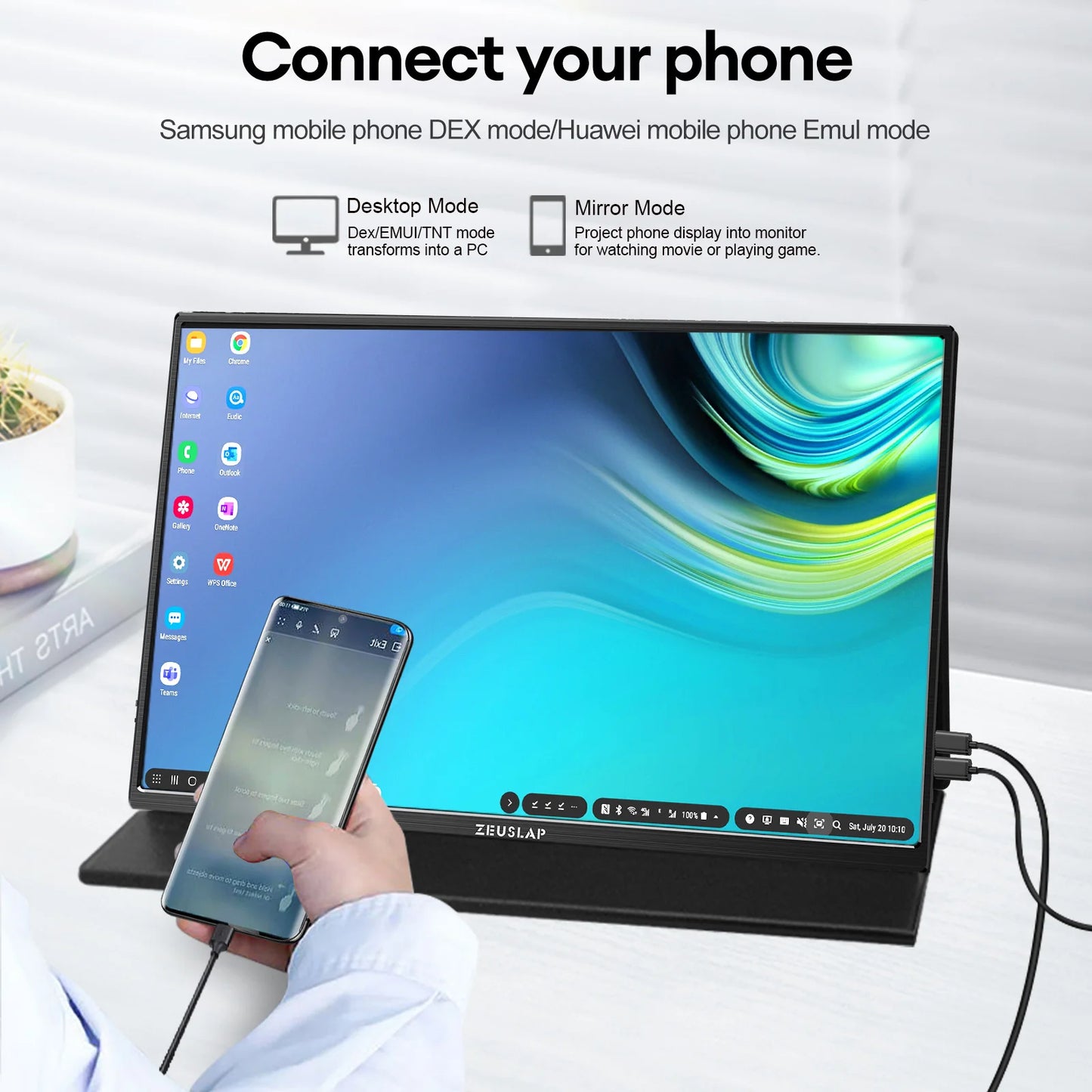 Monitor portabil ZEUSLAP de 16" 2.5K 144Hz - 2560×1600