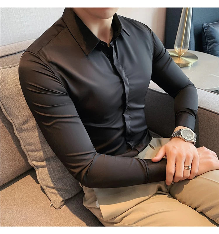 8Farben SlimFit Langarmhemd - Gr. M-L, Feiner Stoff