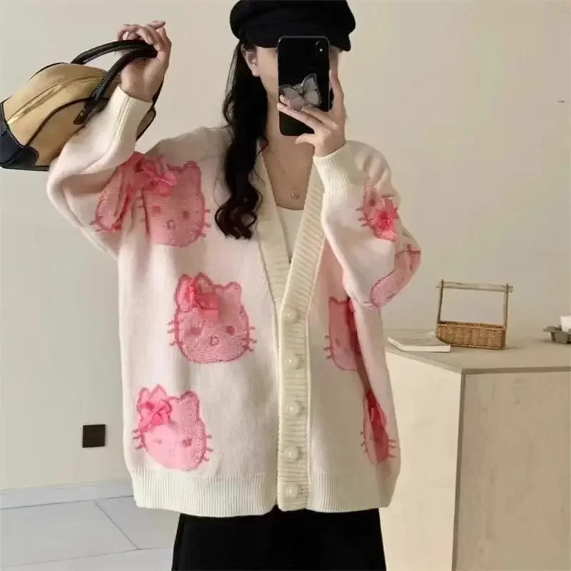 Hallo Kitty Strickjacke Niedlich - Mädchen, S–XL, Locker