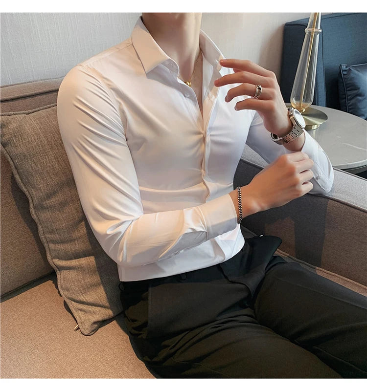 8Farben SlimFit Langarmhemd - Gr. M-L, Feiner Stoff