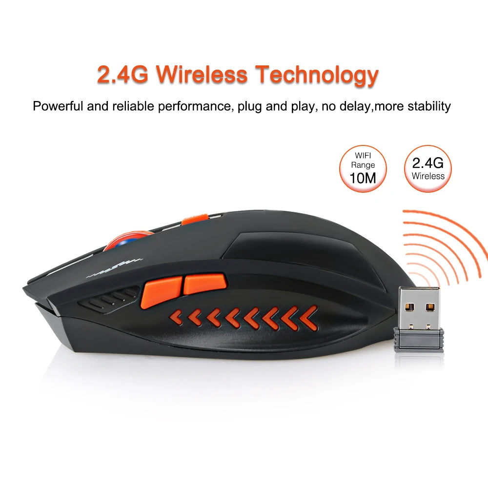 KuWFi Gaming Maus Leise Taste - 2400 DPI 2.4G Akku Optisch