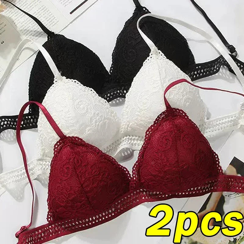 Lace Embroidery Bra Women elegant Deep V Underwear Floral Brassiere Stretch Seamless Push Up Lingerie Bralette Triangle Cup Padded