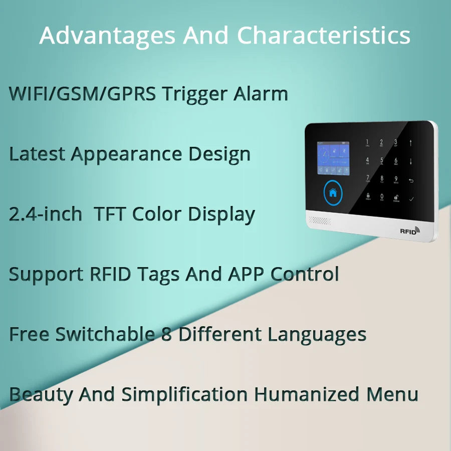 Alarmanlage 2025: Wireless Tuya APP SIM GSM Home RFID Burglar Security - LCD Touch Keyboard WIFI GSM Alarm System Sensor Kit Russian Spanish Voice Collection