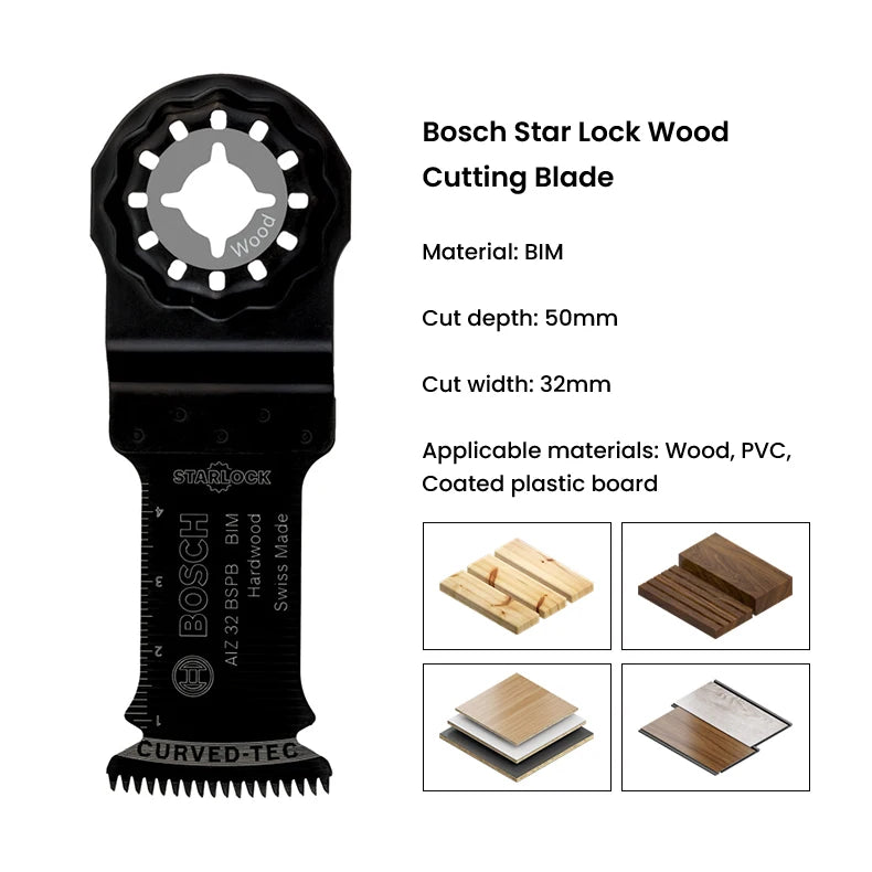 Bosch Starlock Oscillating Saw Blade AIZ 32 BSPB BIM Plunge Cut Saw Blade Hardwood Multitool Saw Blades for GOP12V-28 GOP185-Li