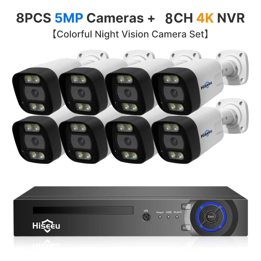 Überwachungssystem 2025: Hiseeu 4K 8MP POE Security Camera System - AI Face Detection 8 Port NVR H.265 Home Waterproof CCTV Surveillance IP Camera Kit Collection