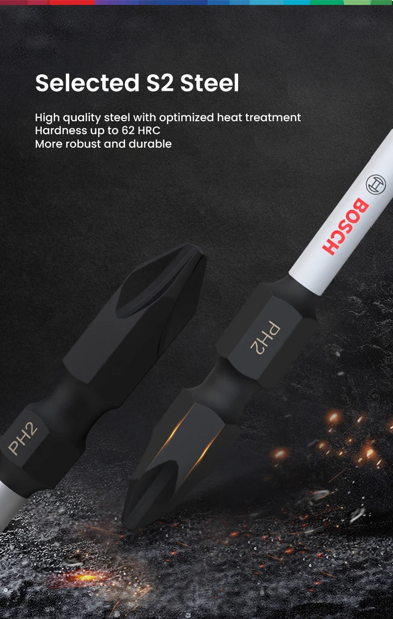 Bosch Resistant Impact Bits for Screwdriver Drill Accessories S2 Steel Metal Drills Bit Set for Bosch GDR/GDX Series Power Tools