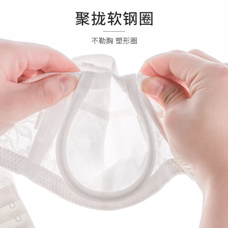 Women's Lingerie Strapless Ultra Thin Bra Transparent Embroidery Floral Brassiere Sexy Invisible Bralette Ladies Underwear
