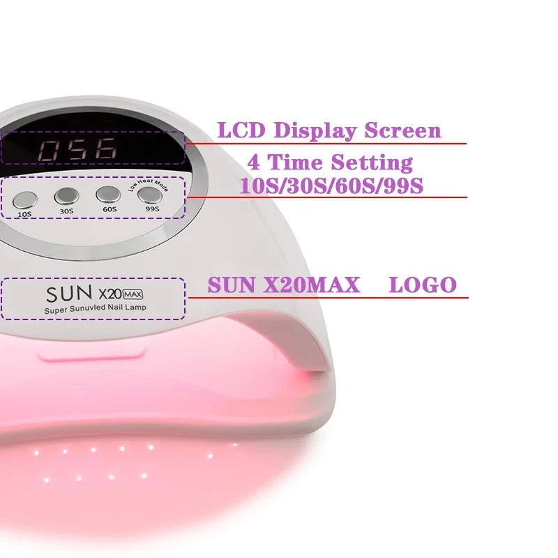 High Power Quick Drying Phototherapy Machine UV Nail Baking Lamp 320W SUN X20MAX 72 LEDs UV Nail Gel Polish Curing Manicure Lamp