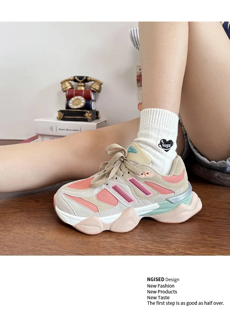 Women Sneakers 2023 Plus Size 41 42 Brand Design Women's Vulcanized Shoes Pink Girls Sports Shoes Fashion Chunky Sneakers Female
