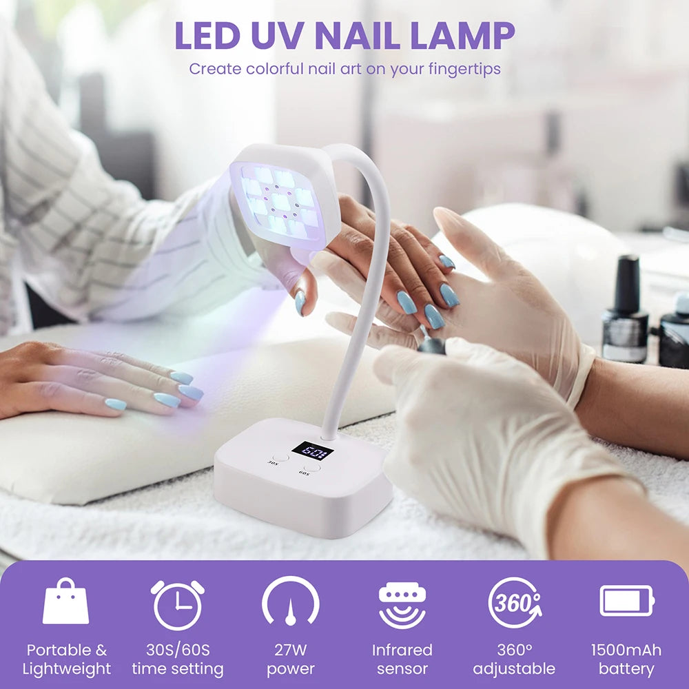 Lampă UV LED reîncărcabilă pentru unghii cu gel, lampă UV profesională pentru uscător de unghii cu LED pentru salon de artă pentru unghii