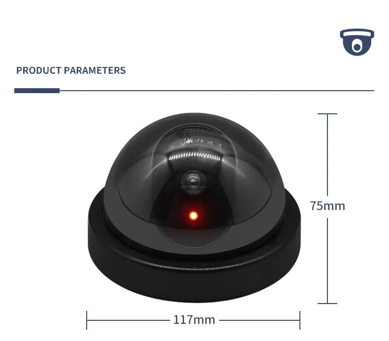 Attrappe-Kamera 2025: Creative Black Plastic Dome CCTV - Flashing LED Fake Camera AA Battery Collection