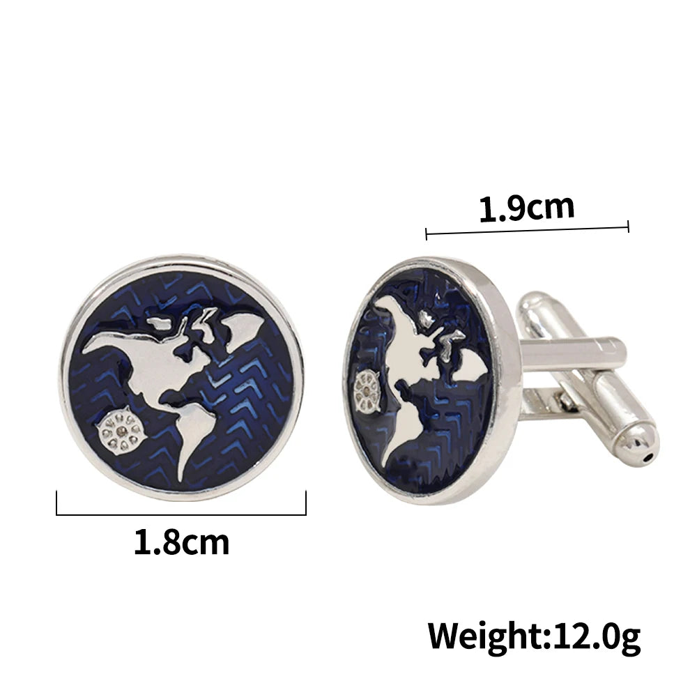 Zhijia B1389 Weltkarten Manschettenknöpfe - 2er Metall