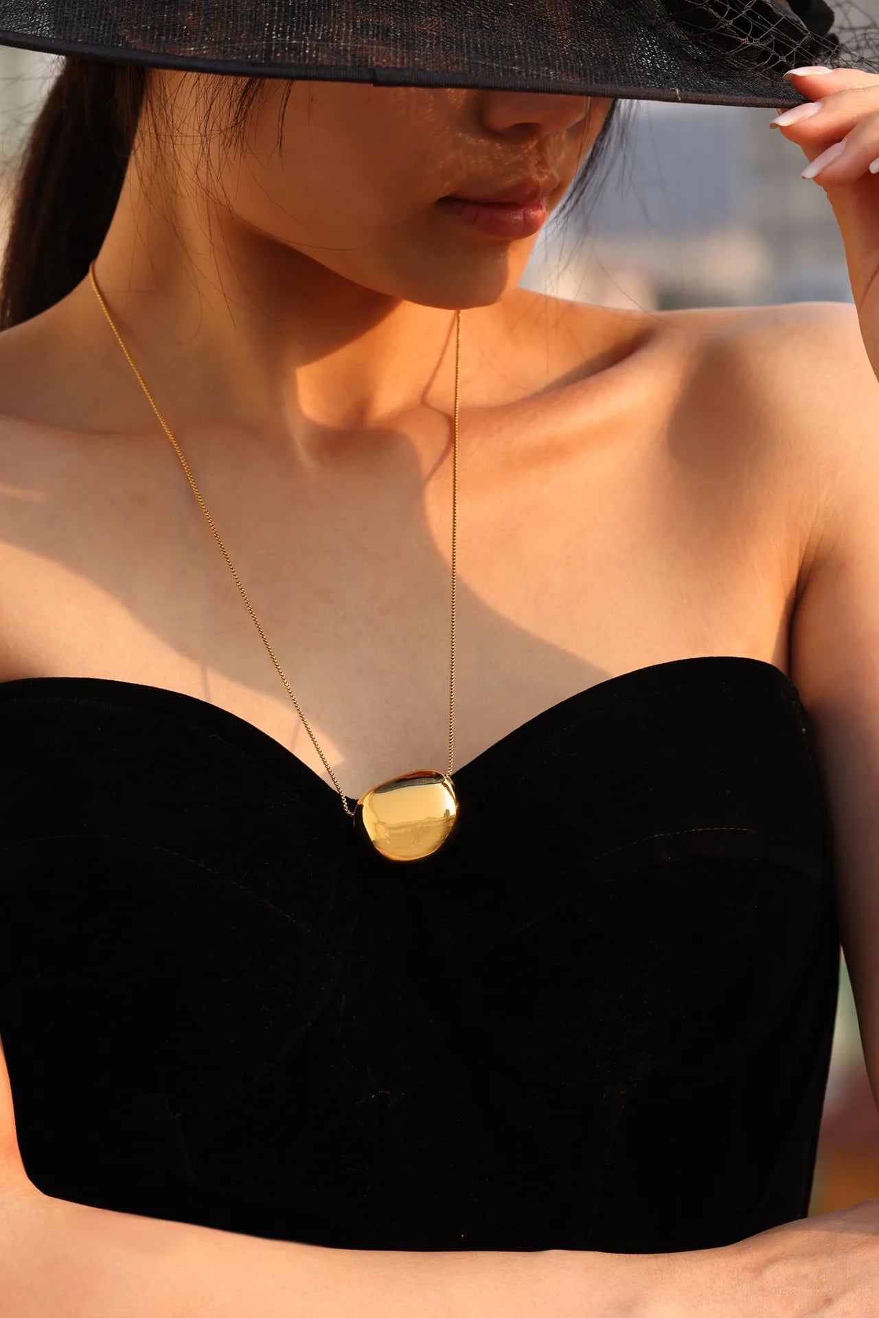 Gold Color Silver Oval Pendant Necklace For Women High Quality 18K Long Stainless Steel Necklace Ladies Fashion Jewelry Gift