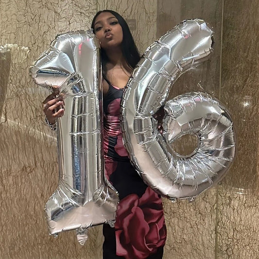 Silber-Zahlen-Ballon 2025: 40" Aluminium-Foil Digital - Birthday Photo Props Collection