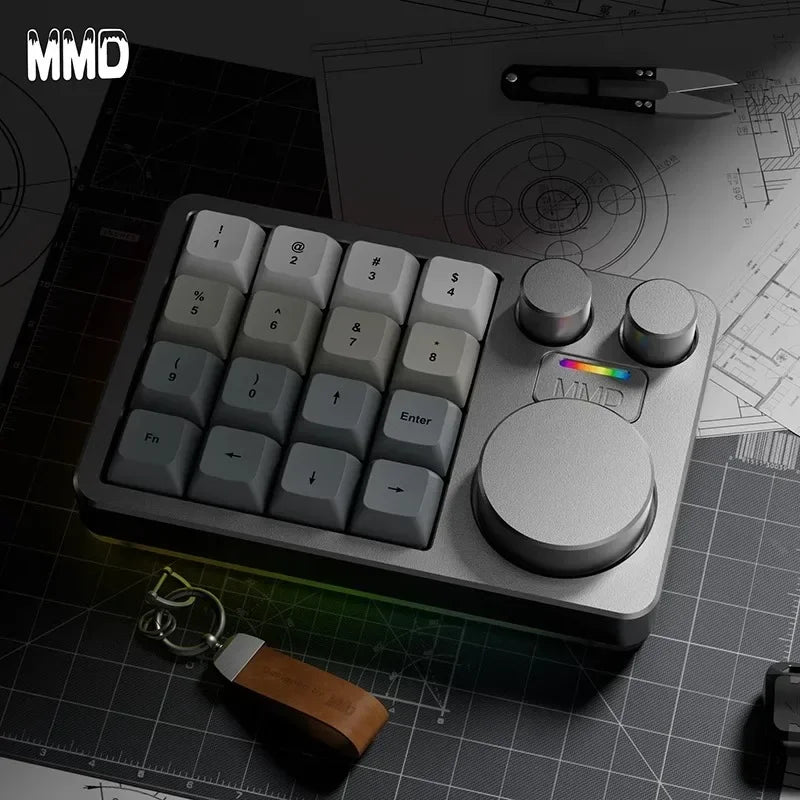 Mini-Tastatur 2025: MMD KM16-Pro Aluminum-Alloy - Tri-Mode Three-Knob Custom Collection