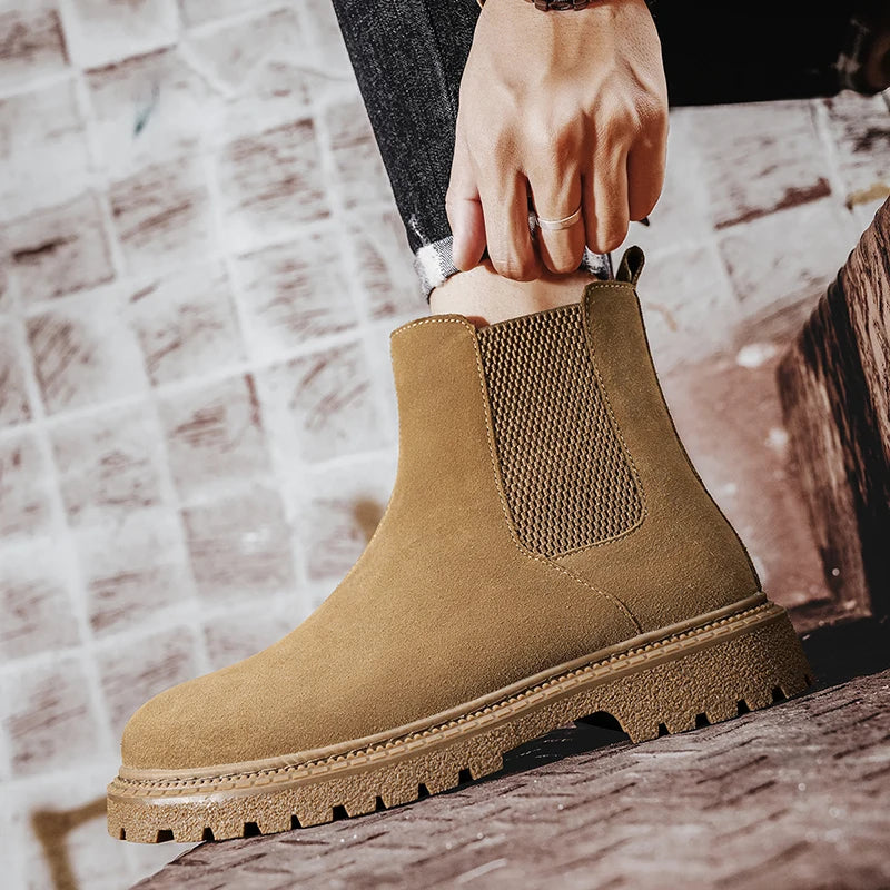 YeinshaarsCN HighTop Leder Stiefeletten Vielseitige - Knöchelhoch, Leder, Reißverschluss