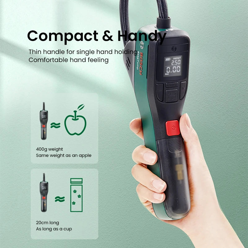 Bosch Electric Air Pump Portable Mini Tire Air Compressor with Led Display for Car Motorcycles Bicycle Swimring Tire Inflator