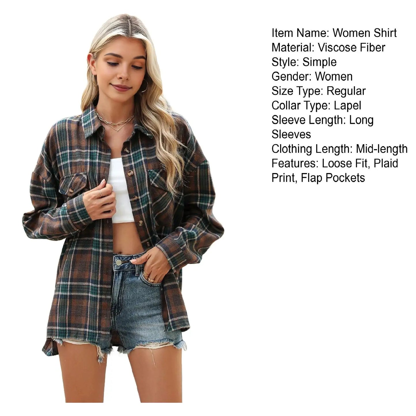 Allegra Bluse Kariert Langarm - Flanell, S-XL, lässig