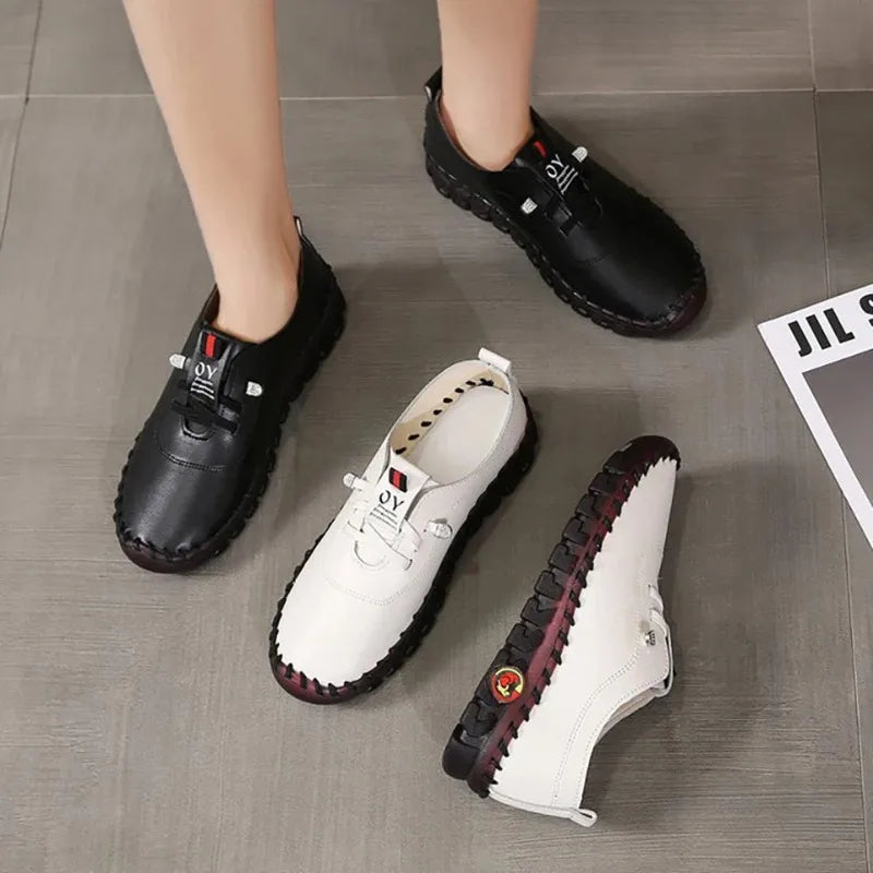 Sneakers Women Shoes Leather Loafers Shoes for Women Comfortable Slip on Shoes Hand Sewing Thread Mom Shoes Zapatillas De Mujer