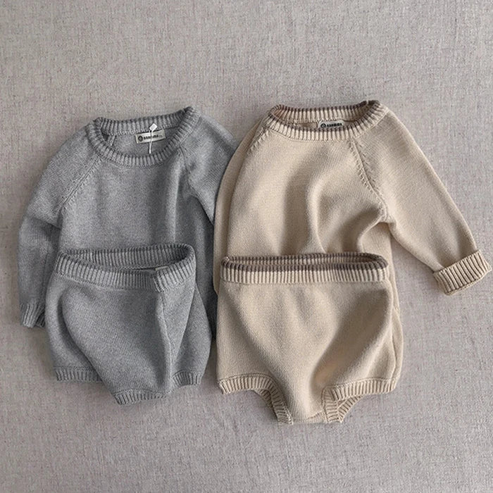 KoreanKnit BabySet Langarm - Größe 1-3J, Gestrickt, Shorts