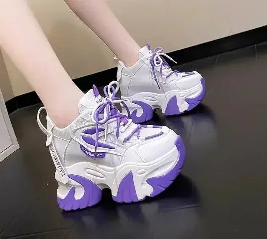 Fashion Sneakers For Women 11CM Platform Chunky Casual Shoes High Quality Autumn Woman Tenis Female Walking Trainers Thick Sole