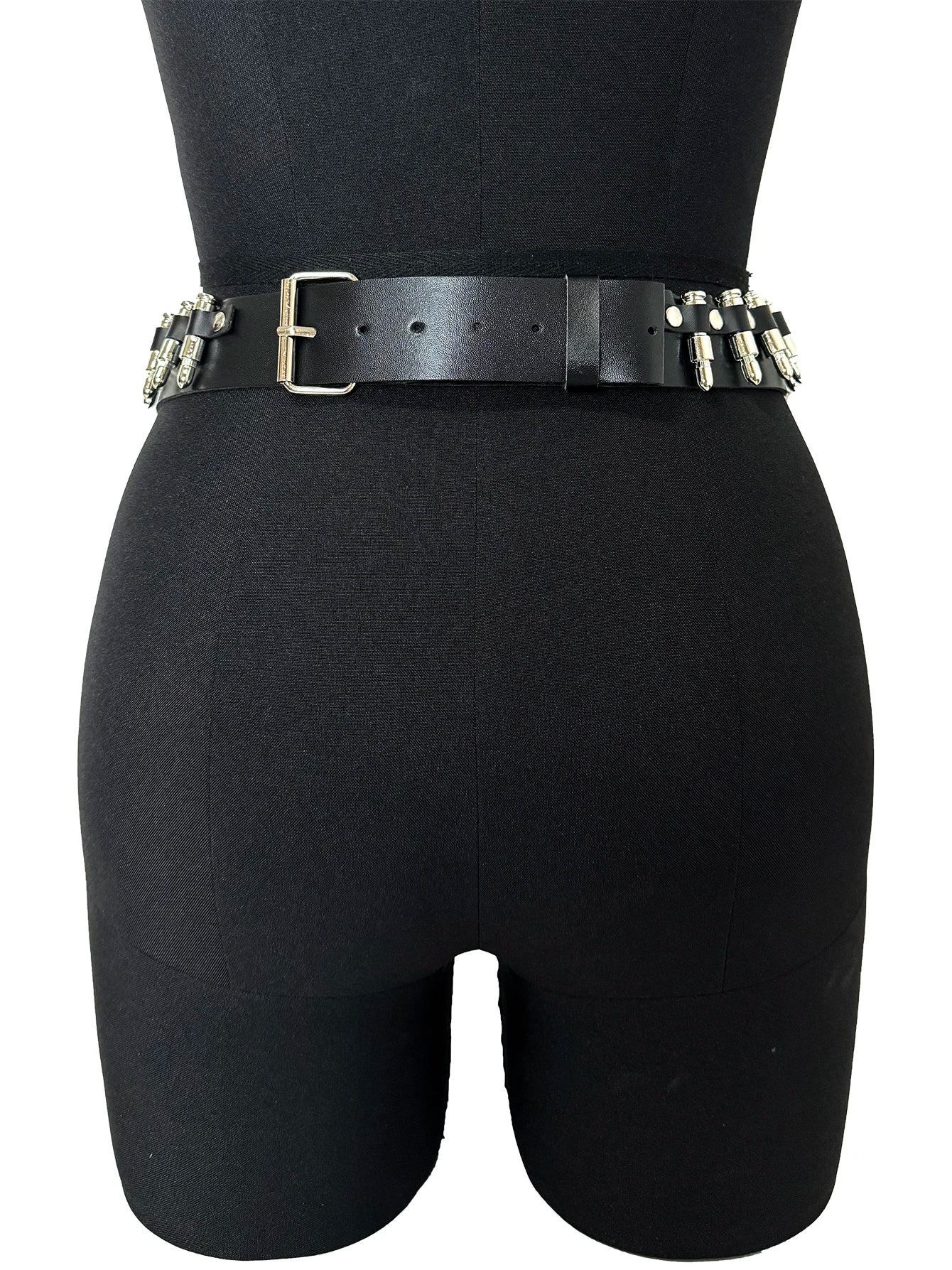 Women PU Leather Metal Double-end Waistband Y2k Fashion Elegant Street Belt Goth Punk Rock Waist Accessorie