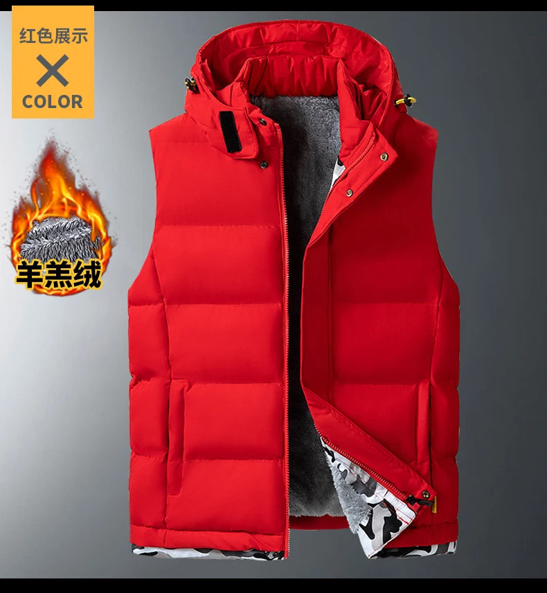 MAINKULCN Gepolsterte Kapuzenweste - Reißverschluss, Fleece-Fütterung, Größe 9XL 10XL