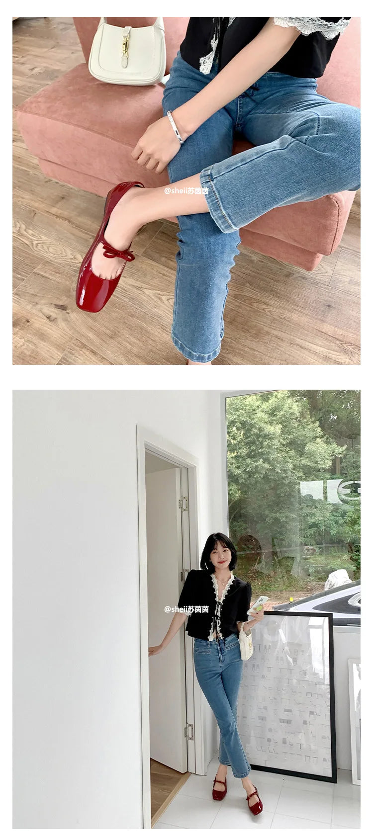 Ballet Falts Shoes for Women Bow Tie Elegant Women's Loafers Shoes with Low Heels Black Leather Mary Janes Desinger Shoes Ladies