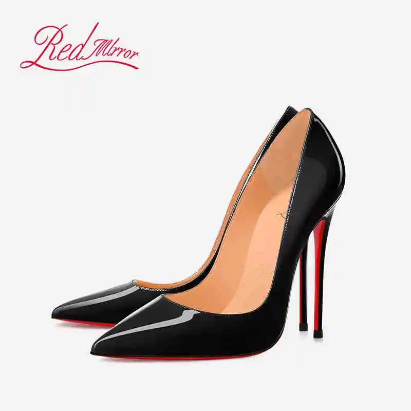 Women's elegant high heel shoes Luxury Brand Black Women heels shoes woman 2025 trend Red Shiny Bottoms Pointed Toe Sexy Pumps