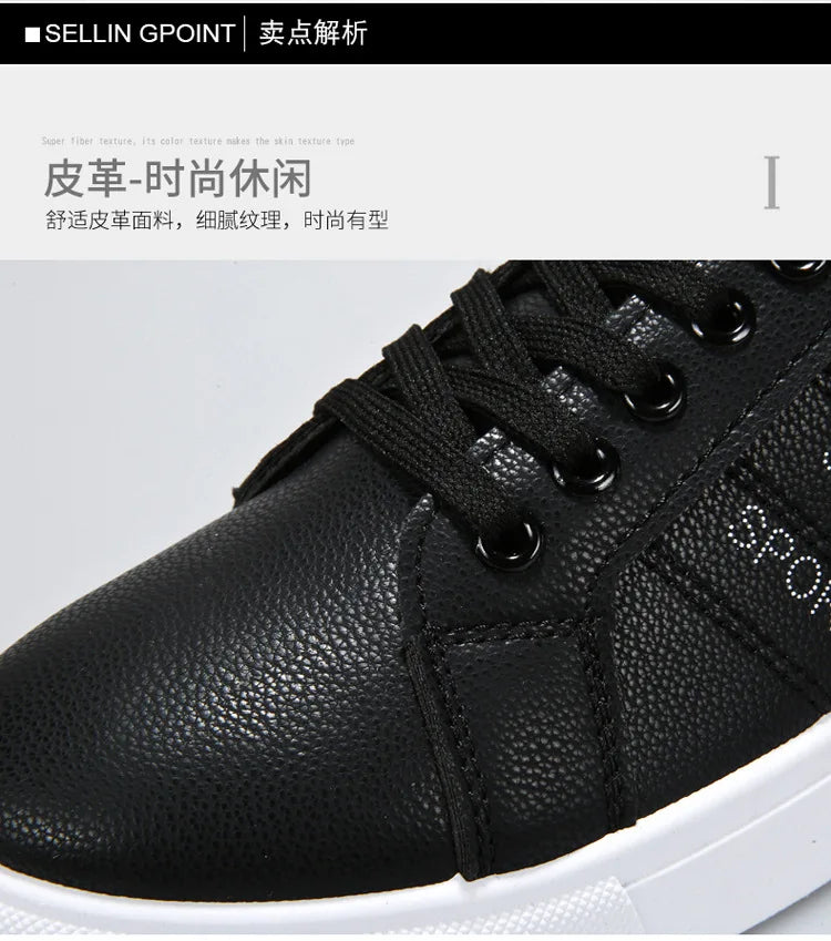 Men Shoes 2024 New White Fashion Sneakers Comfortable Leather Casual Flats for Male Plus Size Youth School Skateboard Sneakers