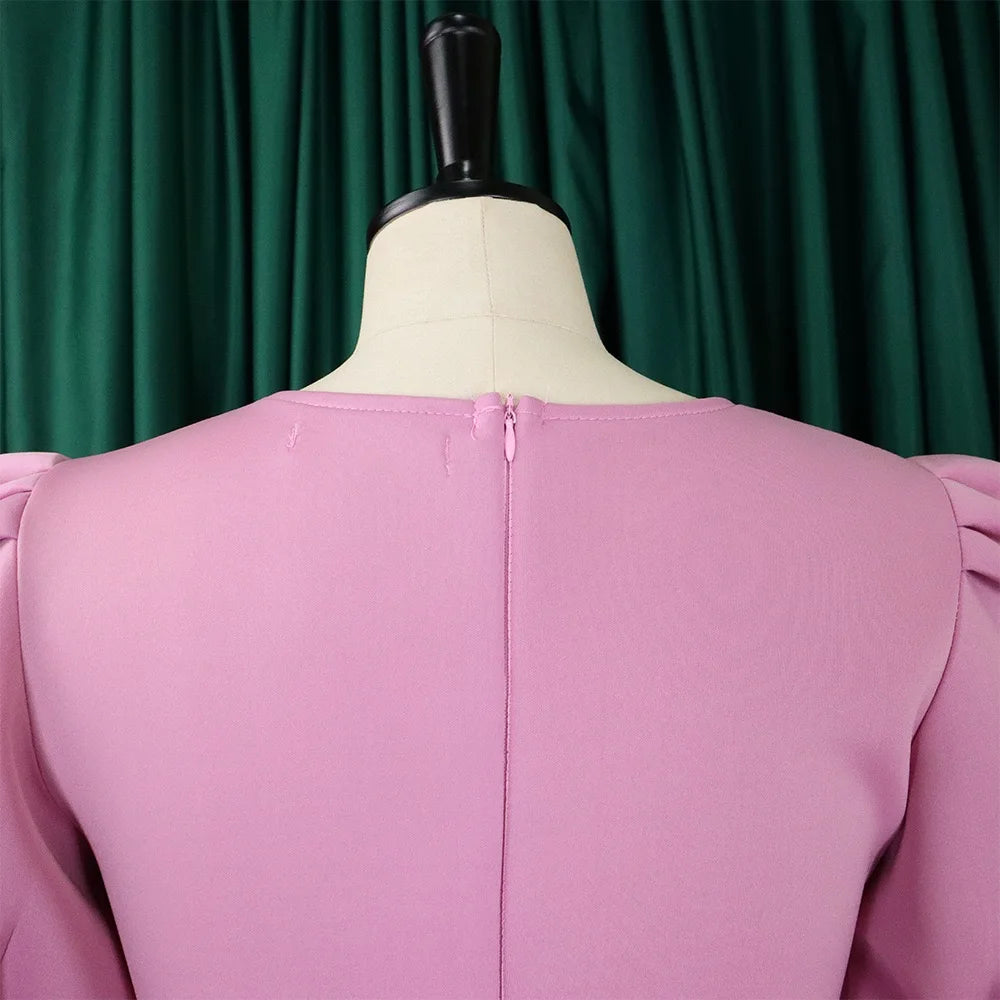 Elegante Kleider Für Frauen 2024 O-Ausschnitt Kurze Ärmel Hohe Taille Plissiert Midi Luxus Weiblich Geburtstag Party Dinner Vestidos