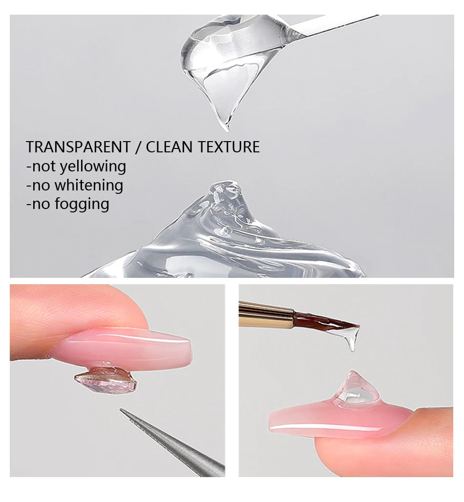 CHUNSHU Gel adeziv super puternic pentru unghii, pentru strasuri, decorațiuni Nail Art, 15G, fără ștergere, adeziv pentru pietre prețioase DIY, gel UV funcțional