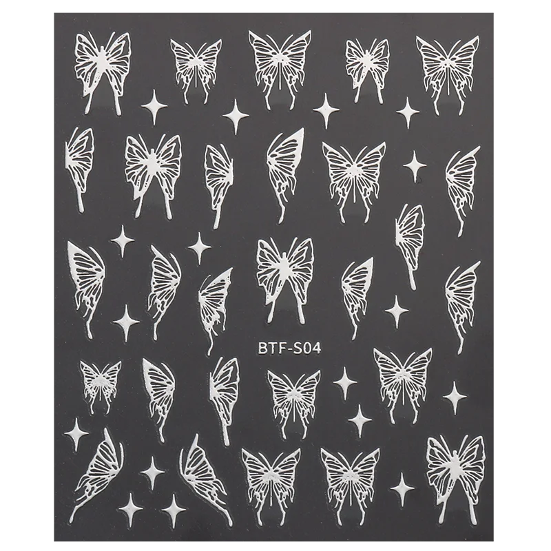 Mix 3 Sheets 3D Stickers for Nails Gold Sliver Rose Gold Laser Butterfly Moon Sun Adhesive Sliders DIY Nail Art Accessories