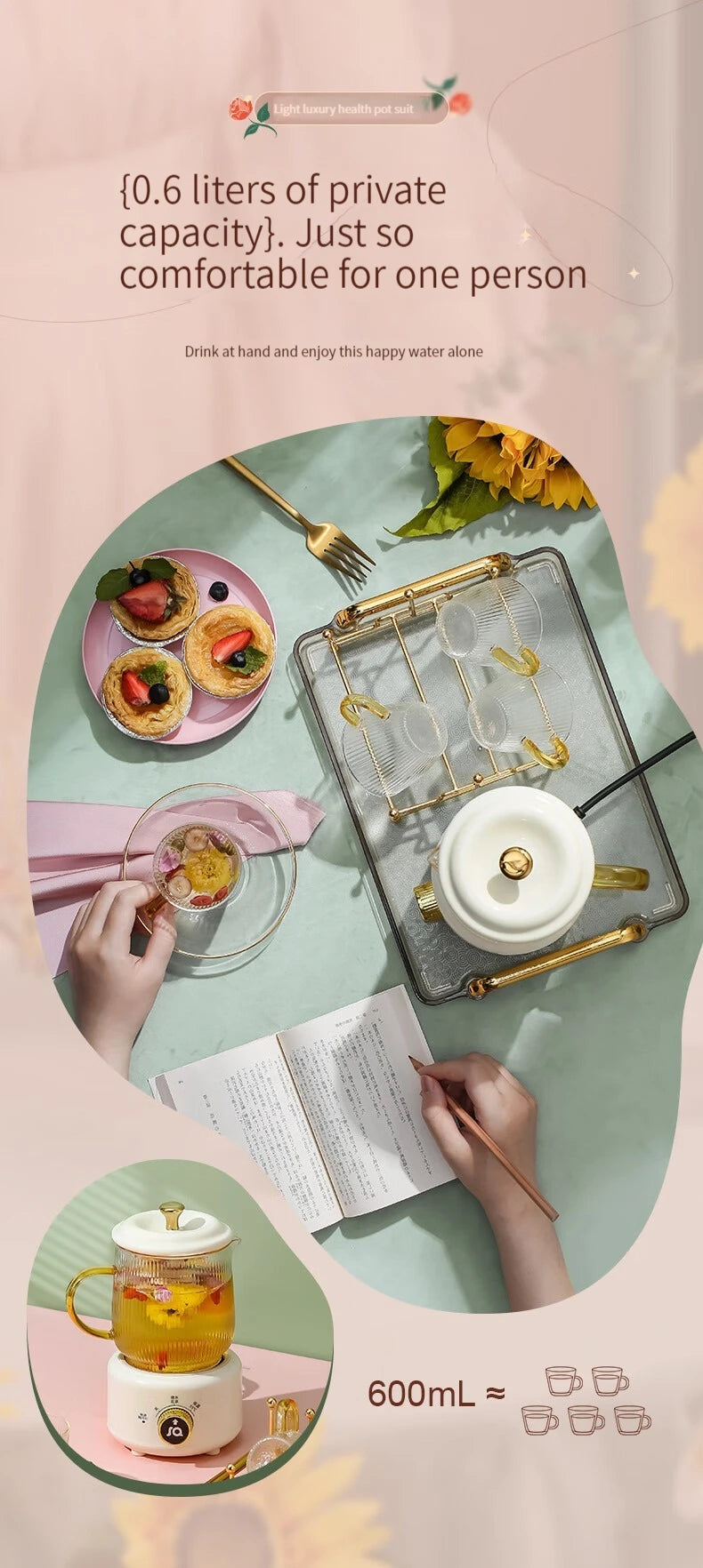 Gesundheitserhaltung Topf, Multi-funktional Haushalt Büro Konstante Temperatur Topf, Klein Glas Vollautomatisch Medizin Topf