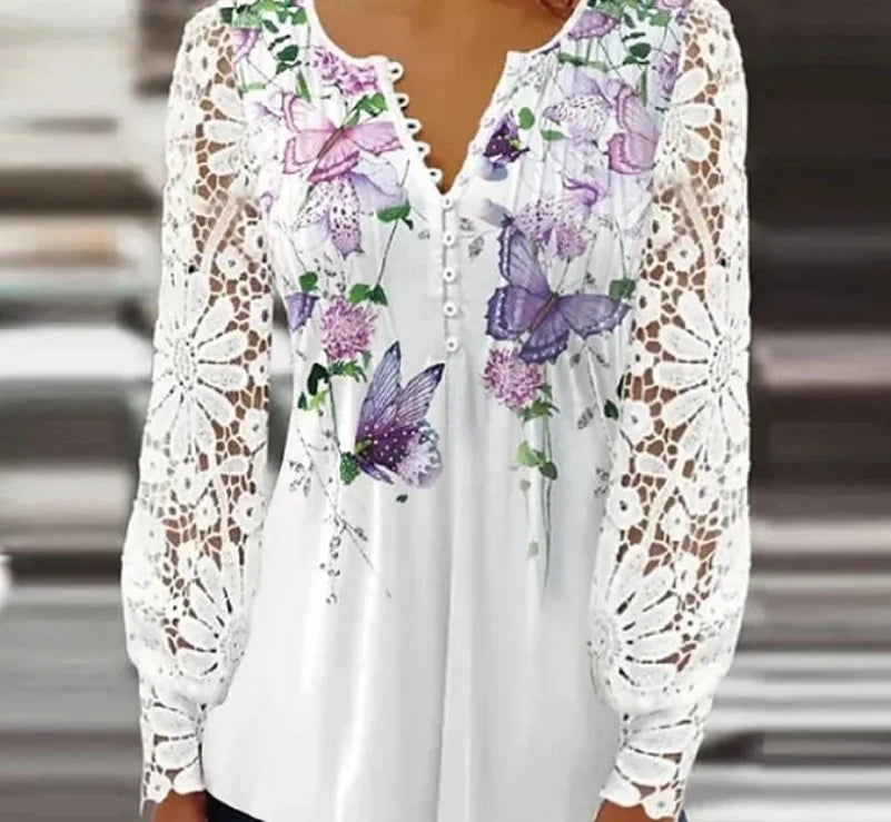 Elegant Woman Shirt Casual Fashion Temperament Blouse Printed Shirt Woman Street Top