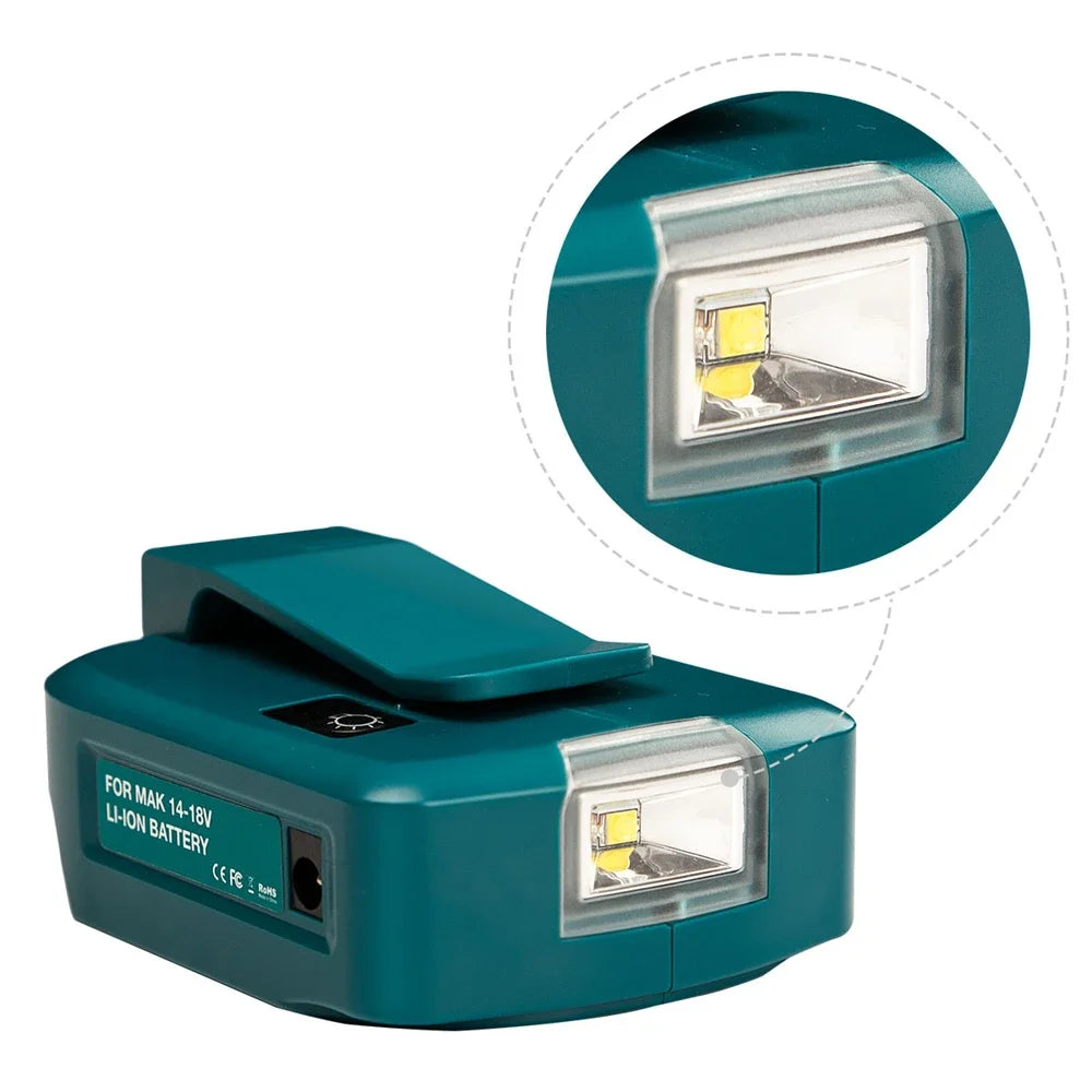 Work Light Portable Lighting Flashlight 14.4-18V Li-Ion Battery 12W for Makita Battery and Charger with USB Port for Outdoor Use