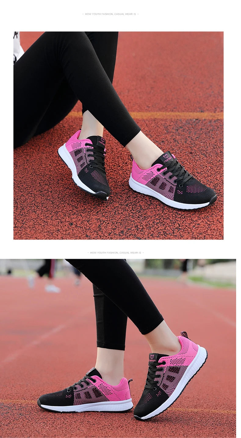 Women Casual Sneakers Fashion Breathable Mesh Flat Shoes Women's Outdoor Comfortable Non-slip Walking Shoes Tenis Feminino